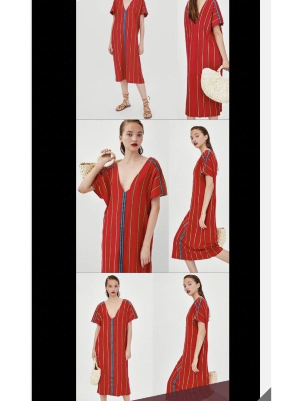 NWT ZARA Red Kaftan Midi Dress Size Small - Picture 2 of 6